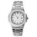 BARAMON Wrist Watches for Men Nautilus Stainless Steel Quartz Movement Date Luxury Style Mens Luminous Hands Casual Business Watches